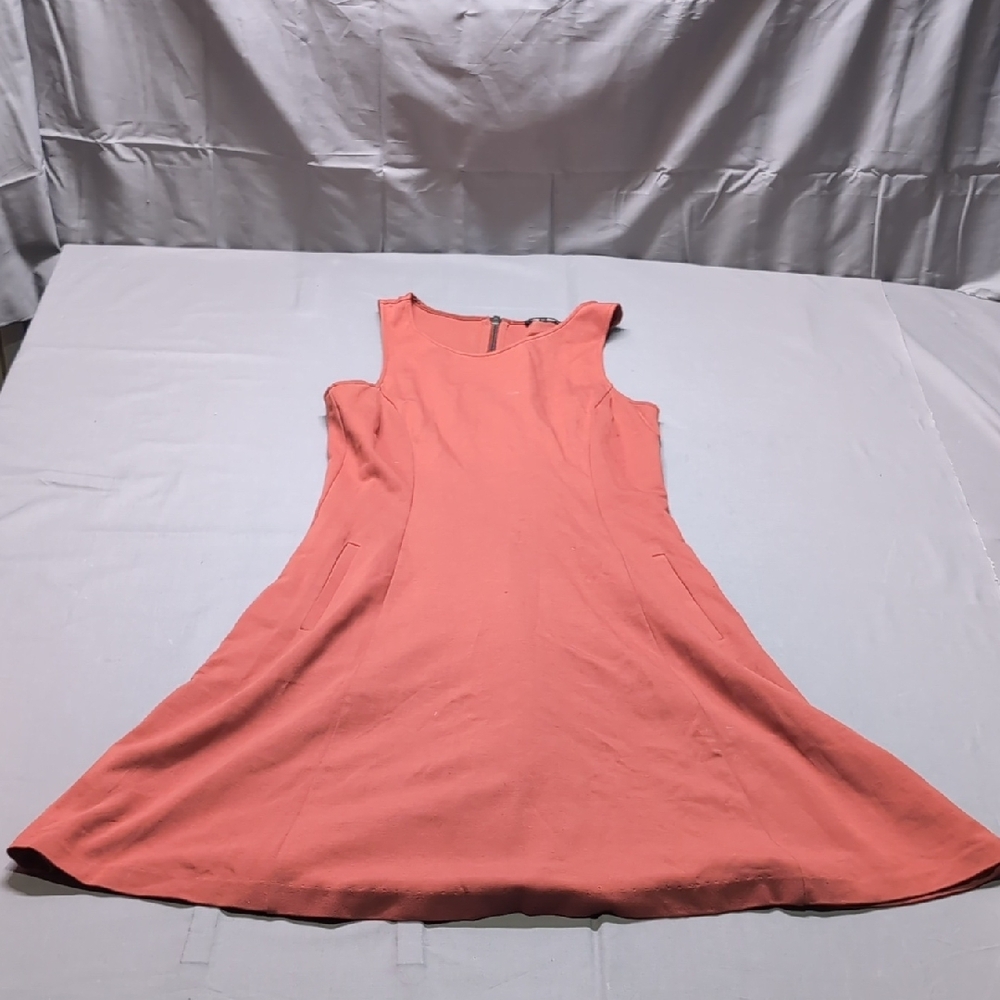 Theory Terracotta Orange Sleeveless Fit &‎ Flare Ponte Dress with Pockets Size 8